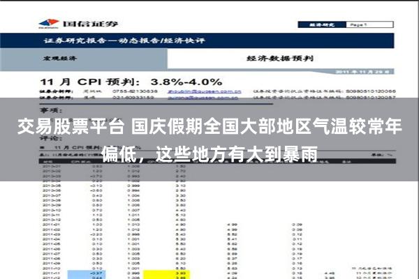 交易股票平台 国庆假期全国大部地区气温较常年偏低，这些地方有大到暴雨