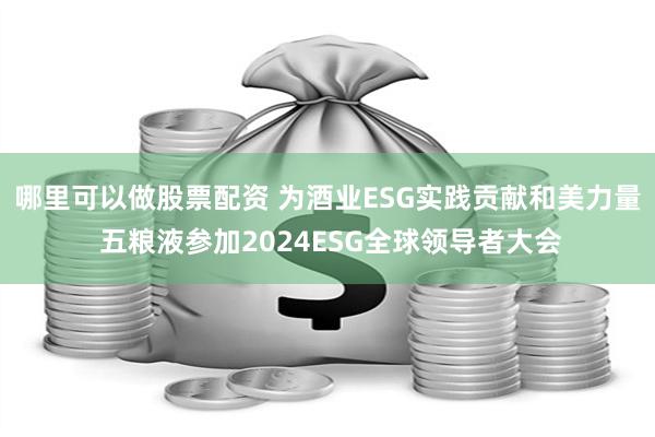 哪里可以做股票配资 为酒业ESG实践贡献和美力量 五粮液参加2024ESG全球领导者大会